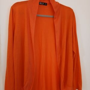 Orange Open-Front Cardigan Sweater